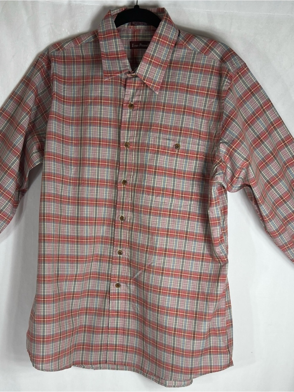 Evan Picone Red and Green Plaid Button-Down Shirt size L